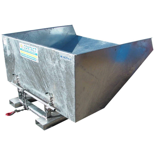 Galvanised tipping hopper for forklift truck